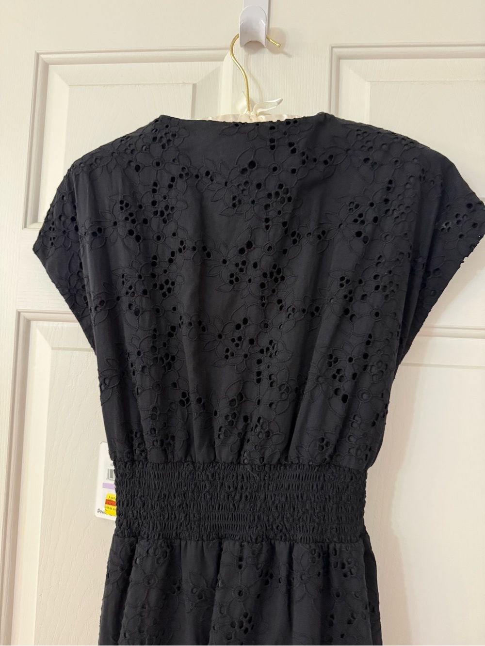 🖤kensie Black Eyelet Midi Wrap Dress with Waist Tie NWT - Picture 8 of 12